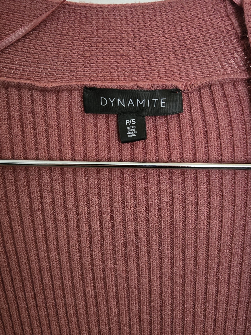 Dynamite Dusty Rose Open-Front Ribbed Cardigan - Picture 5 of 5